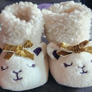 Cozy Cream and Gold Kids Slippers